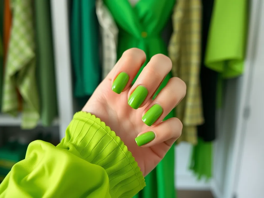Jakie paznokcie do zielonej sukienki?